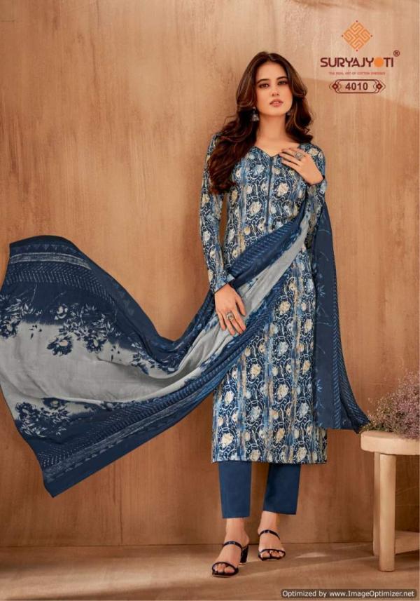 Suryajyoti Naishaa Vol 40 Jaam Satin Cotton Printed Dress Material